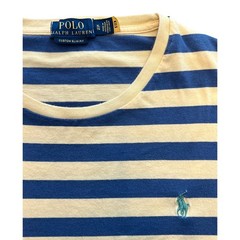 Polo Ralph Lauren XL Custom Slim Fit Navy Yellow Striped 100% Cotton Pony Tshirt