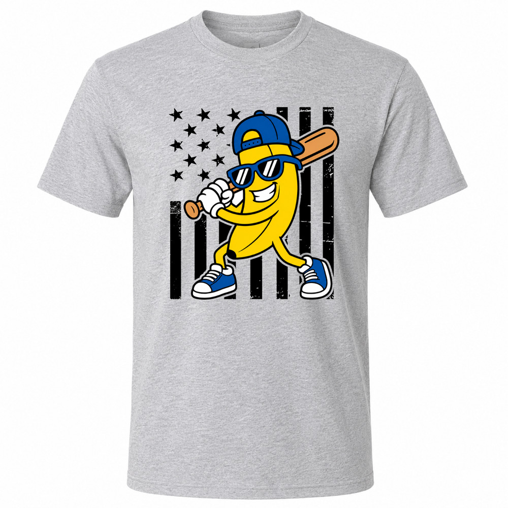 Banana Funny Cartoon Gray T-Shirt