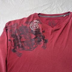 Guess Jeans Co. Maroon Waffle Knit Thermal Long Sleeve Shirt