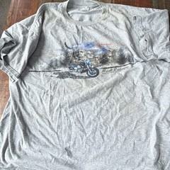 Sturgis Rally 2003 Eagle Mt Rushmore Gray Graphic Tee 2XL Stained Collar
