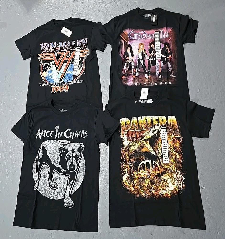 Van Halen Cinderella Alice Chains Pantera T-Shirt Lot 4pc SZ Small (N)