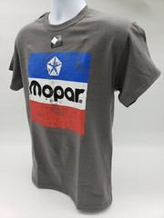 Gray T-Shirt w/ Large Red White & Blue 1972 Mopar Emblem / Logo On Front