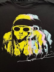 Nirvana Kurt Cobain Graphic Signature Color Block T-Shirt