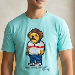 ​Eternity BC/AD El Patron Bear T-Shirt Medium Aqua Blue Embroidered Escobar…