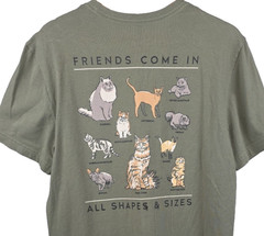 Life is Good Olive S/S Mens Crusher Tee Sz Medium Fun Novelty Friends Cats