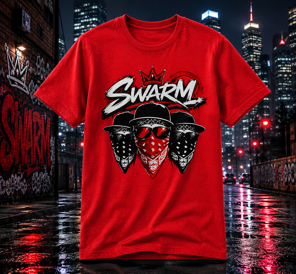Pro Club Shaka Men’s Tee Shirt SWARM Hip Hop SKaTer Streetwear Mask Wearing