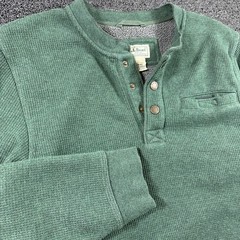 LL Bean Men’s Small Katahdin Iron Works Fleece Lined Henley Shirt Green Outdoors