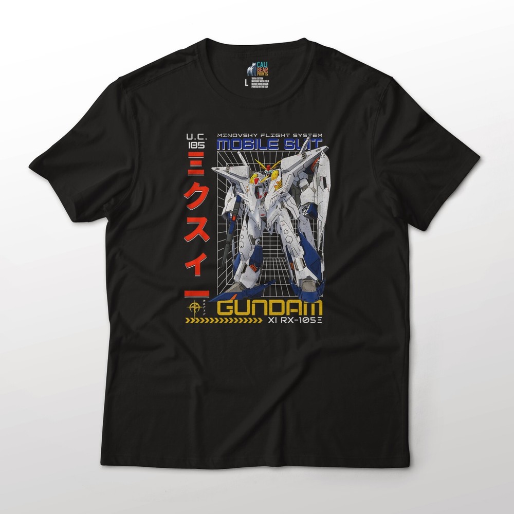 RX-105 XI Mobile Suit Gundam Hathaway’s Flash Anime Graphic Art Cotton T-Shirt