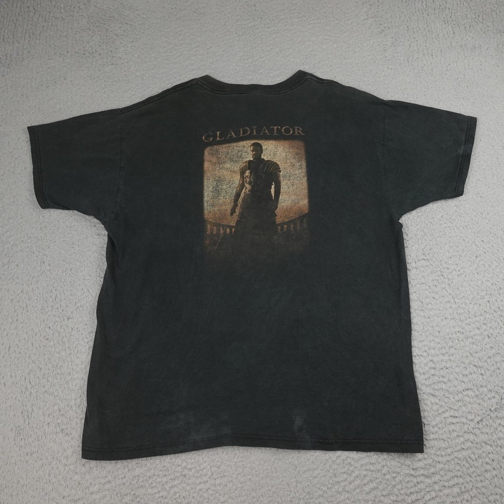 Vintage Gladiator Shirt Mens XL Black Fruit Of The Loom Graphic Movie Tee 2000s