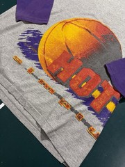 Vintage Two Tone Basketball Raglan Shirt Mens Large Gray Faded Purple 90s