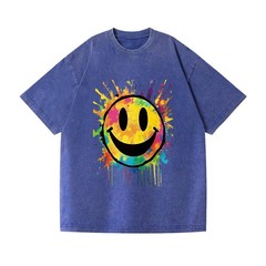Unisex Retro Smiley Face Oversized Shirt Hippie Casual Aesthetic Streetwear Tee