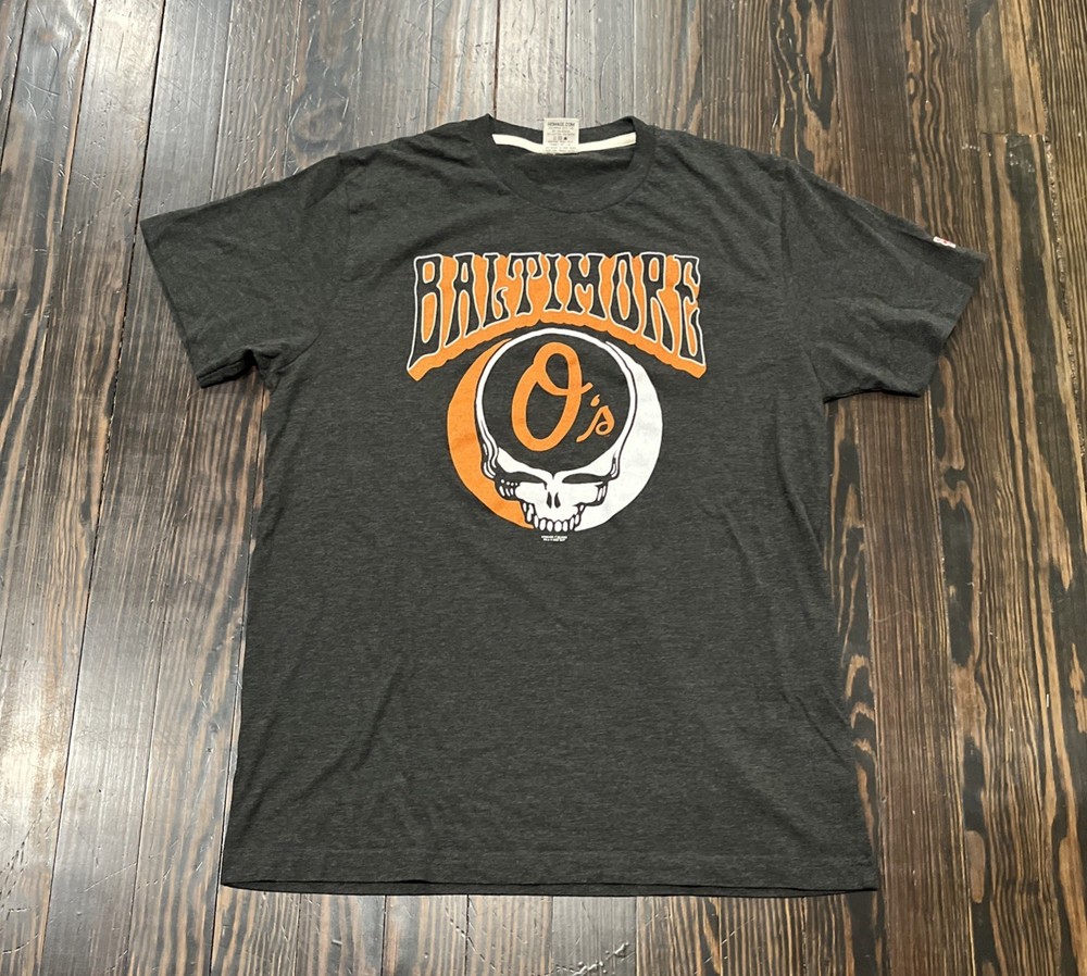 Homage Grateful Dead Baltimore Orioles T Shirt Men’s Medium Dark Gray Poly