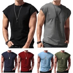 Mens Casual Sleeveless T-Shirt Solid Color Vest Tank Tops for Vacation Travel