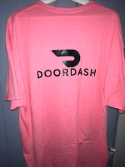 DoorDash Front & Back Food Delivery Driver NEON PINK Short Sleeve 2XL Shirt RARE