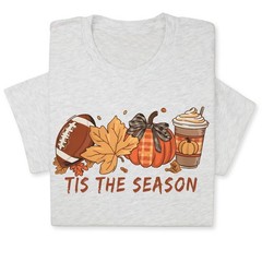 Tis the Season Fall T-Shirt, Pumpkin Spice & Football Autumn Tee