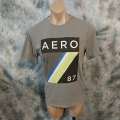 Aeropostale 87 T-shirt Size Medium stretch fit Big Aero logo gray