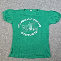 Vintage 80s Politics Shirt Size S “The Ronald Reagan Ballyporeen” Ireland Green