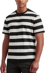 Mens Short Sleeve Striped T Shirt Casual Cotton Stretch Tee for Summer Layering