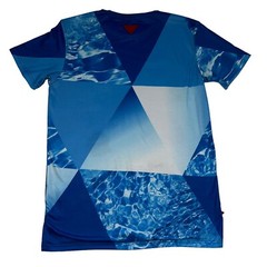 Ron Bass T- Shirt Mens Medium Blue Aquatic Print Mermaid Seahorse Woman Ocean