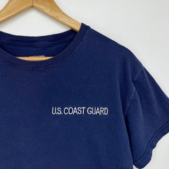 US Coast Guard Mens T-Shirt Navy Blue Embroidered USCG Cotton Made in USA Med