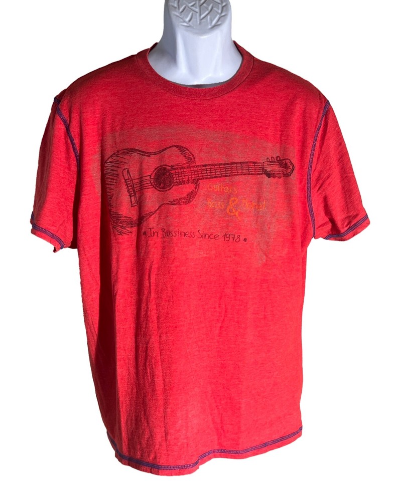 CREMIEUX Men’s Short Sleeve “GUITARS, BASS & MORE” Red T-Shirt XL