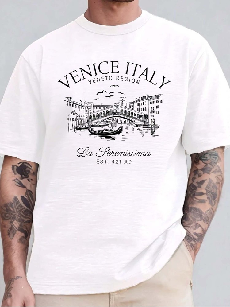 Venice Italy Vintage Travel T-Shirt – Rialto Bridge Gondola Graphic Tee