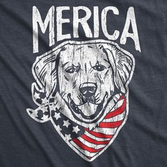 Mens Merica Dog T Shirt Funny USA Flag Bandana Pet Puppy Lover Tee