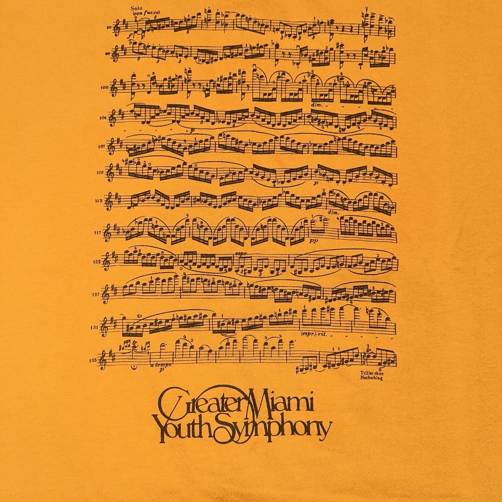VTG 90s Miami Youth Symphony Shirt L Sheet Music Anvil Made In USA Single Stitch
