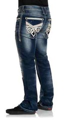 Affliction Men’s Denim Jeans ACE AMEND DAYTON Embroidered Blue $135