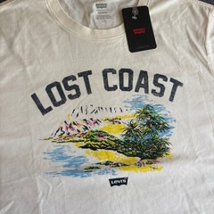 Levis Mens Lost Coast Graphic T-Shirt Off-White Cream Short Sleeve Large NWT