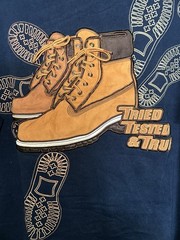 Vintage Raw Blue Shirt Timberland Boots Tried Trusted True Lace Up RARE Y2K XL