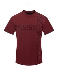 Men’s Italian fashion Burgundy Short Sleeves Crew Neck T-shirt Medusa Greek Key