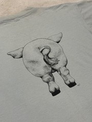 Rare Vintage Smiling Pig / Pig Butt Double Sided Single Stitch Shirt Size L