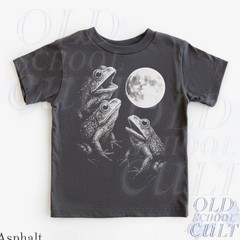 Three Frog Moon Youth Retro Shirt, Cute Children’s Frog Clothing, Boho