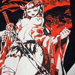 Spencers Bad Habits Shirt Men Large Katana Anime Black Short Sleeve Waifu Top