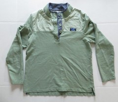 LL Bean Pullover Mens Large Green Henley Shirt Contrast Button Collar Outdoors