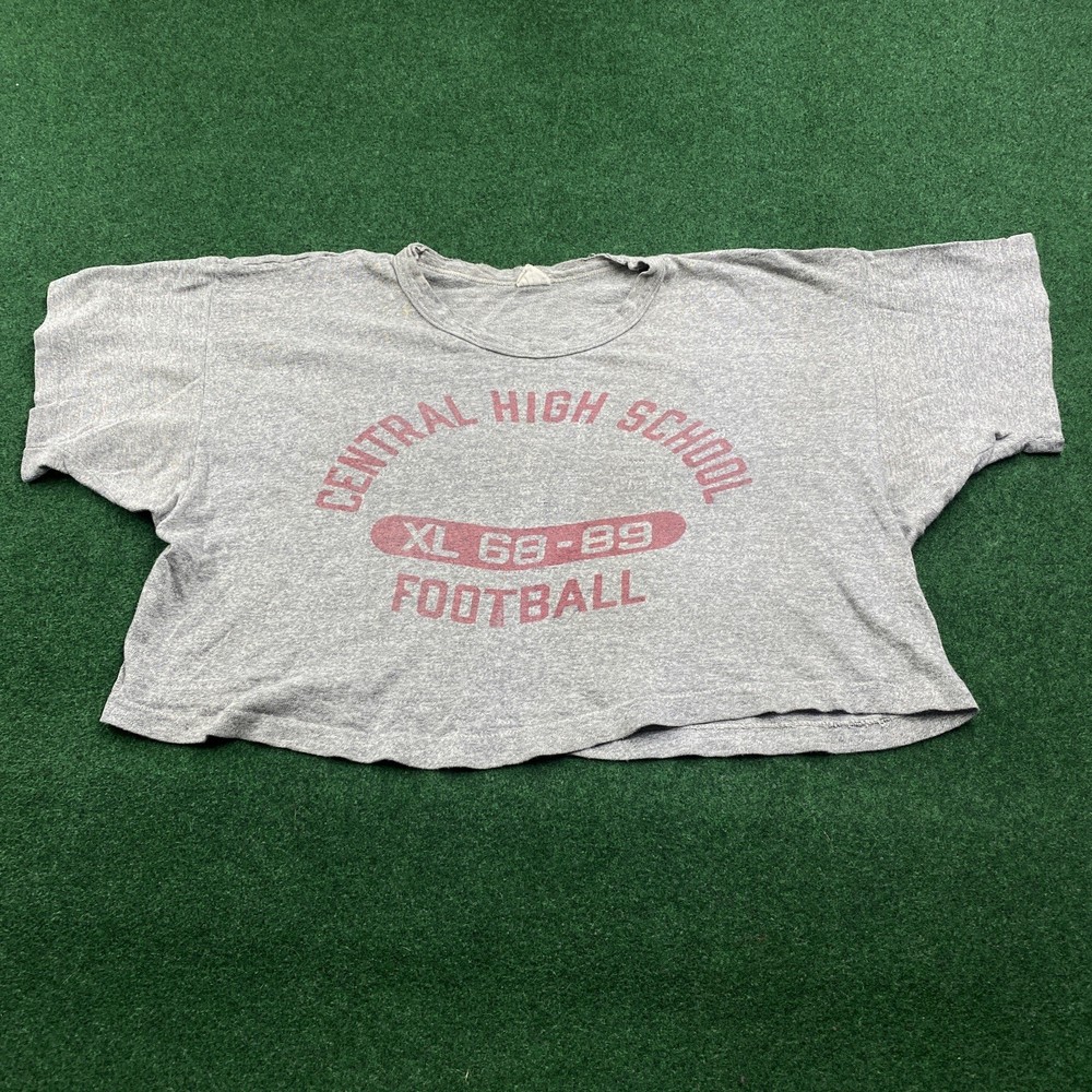 Vintage 60S CHAMPION Shirt Mens XL Gray Central High School Football Tee USA