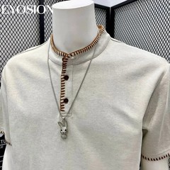 Men’s Henley Shirt Old Money Style Short Sleeve Casual Slim Fit Knit T-Shirt