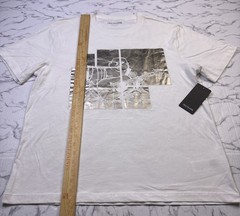 NEW True Religion Buddha Graphic White T Shirt Men XL Silver Metallic Logo
