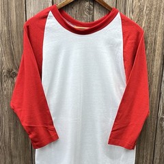 Vintage Russell Athletic Raglan 3/4 Sleeve Baseball Shirt USA Made Red White XL