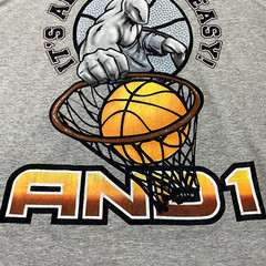 Vintage AND1 Shirt Mens Large Gray Basketball Long Sleeve 2 Sided Distressed 90s