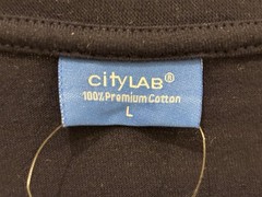 City Lab Shirt Men Large Short Sleeve V-Neck Basic Blue Stretch Slim Fit Adult