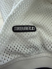 Starter Mesh Shirt Jersey Mens XL White V-Neck Embroidered Logo Athletic Vented