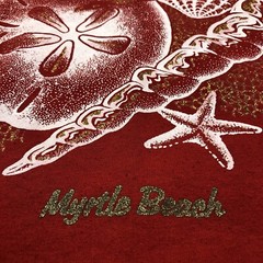 Vintage 80s 90s Myrtle Beach Tourist Tee Seashells size XL Red T Shirt USA Made