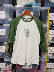 Vtg Dragon 3/4 Sleeve Art Shirt Asia Japan Size L Cotton Bleach Spots Wear A53