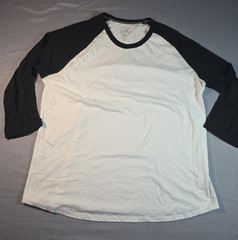 True Classic Baeball style 3/4 Sleeve Black Sleeves White Body XL Extra Large