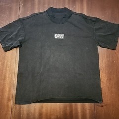 D.V.O Tunnel Vision Oversized Black Graphic Mock Neck Double-Sided T-Shirt Large