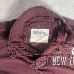 Y2K Vintage Aeropostale Maroon Burgundy 2000s Heavyweight Henley Shirt
