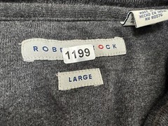 Vintage 90s V-Neck Shirt Men Large Minimal Gray Heavy Rayon Blend Robert Stock
