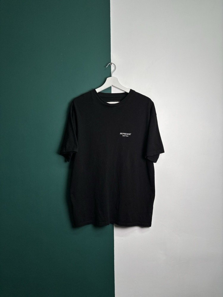 Represent T-Shirt Black Small Logo Embroidered Tee Mens Size S Streetwear